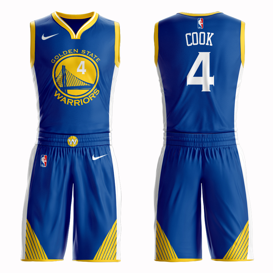 Men 2019 NBA Nike Golden State Warriors #4 Cook blue Customized jersey